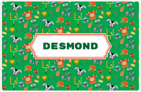 Thumbnail for Personalized Football Placemat IV - Green Background - Decorative Rectangle Nameplate -  View