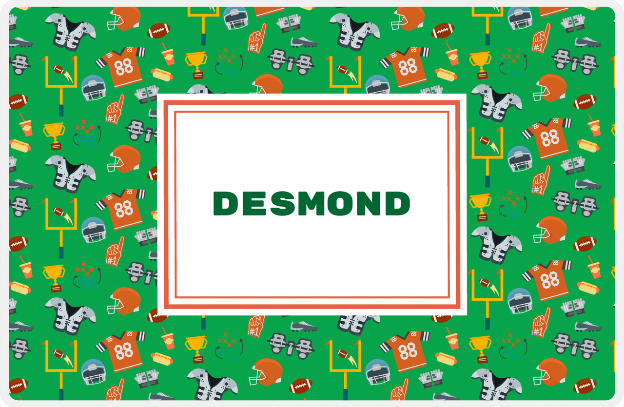 Personalized Football Placemat IV - Green Background - Rectangle Nameplate -  View