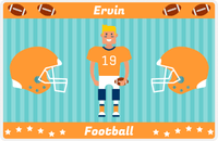 Thumbnail for Personalized Football Placemat V - Teal Background - Blond Boy -  View