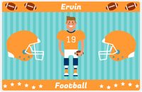 Thumbnail for Personalized Football Placemat V - Teal Background - Brown Hair Boy -  View