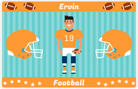 Thumbnail for Personalized Football Placemat V - Teal Background - Black Hair Boy -  View