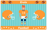 Thumbnail for Personalized Football Placemat V - Teal Background - Red Hair Boy -  View