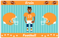 Thumbnail for Personalized Football Placemat V - Teal Background - Black Boy -  View