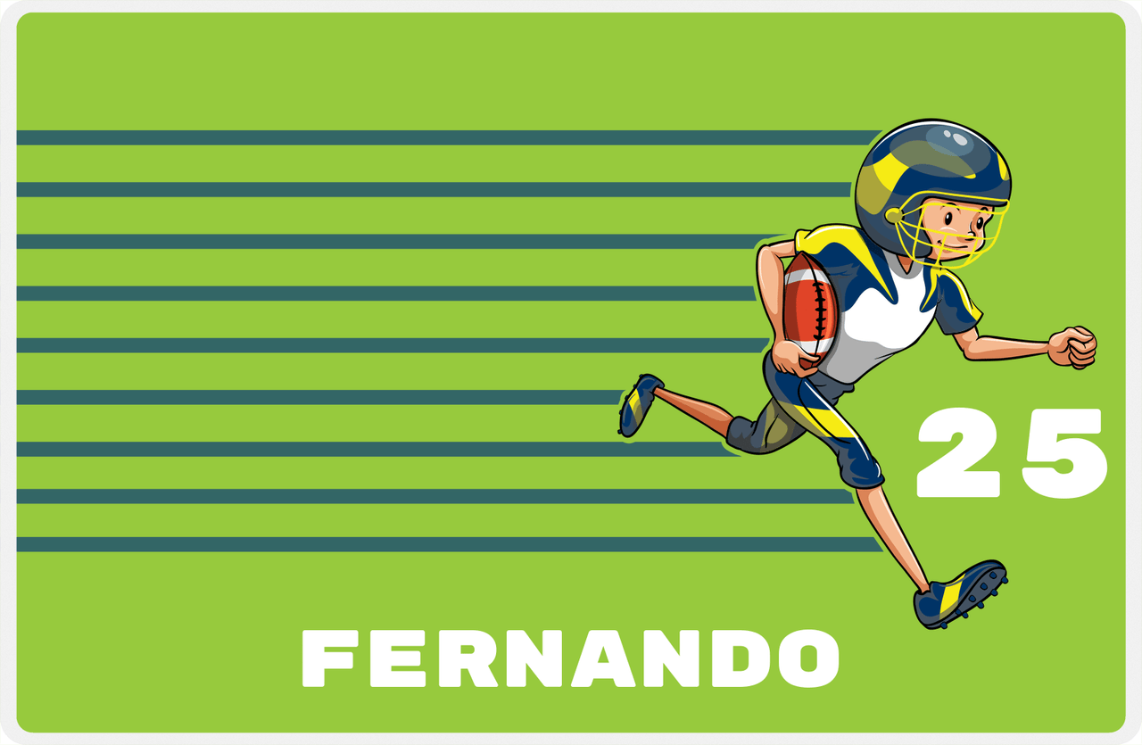 Personalized Football Placemat VI - Green Background - Player I -  View
