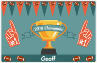Thumbnail for Personalized Football Placemat VII - Foam Fingers - Teal Background -  View