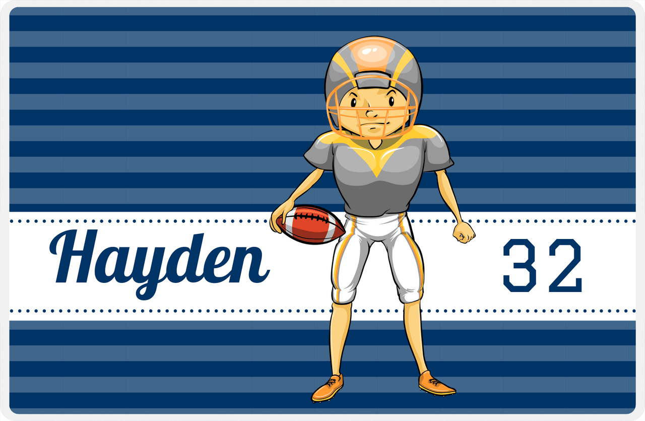 Personalized Football Placemat VIII - Blue Background - Player II -  View