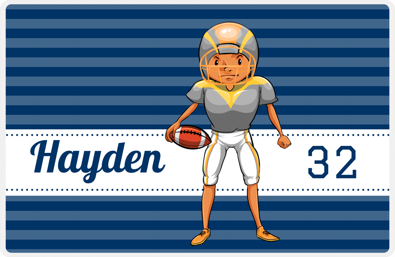 Personalized Football Placemat VIII - Blue Background - Player IV -  View
