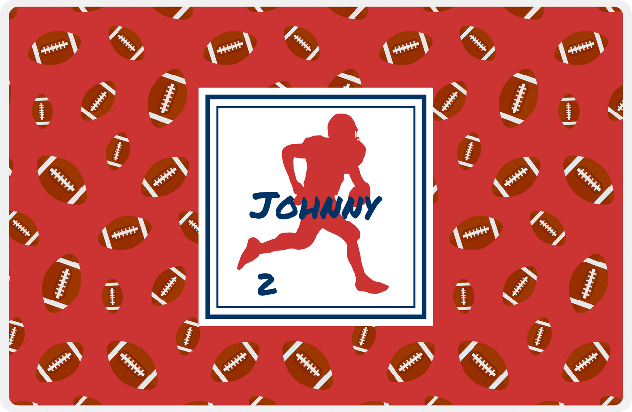 Personalized Football Placemat X - Red Background - Silhouette I -  View