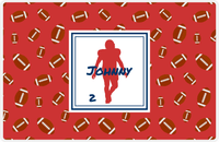 Thumbnail for Personalized Football Placemat X - Red Background - Silhouette III -  View