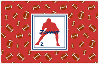 Thumbnail for Personalized Football Placemat X - Red Background - Silhouette VI -  View