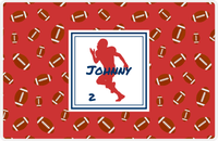 Thumbnail for Personalized Football Placemat X - Red Background - Silhouette VIII -  View