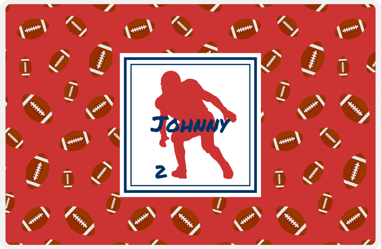 Personalized Football Placemat X - Red Background - Silhouette IX -  View
