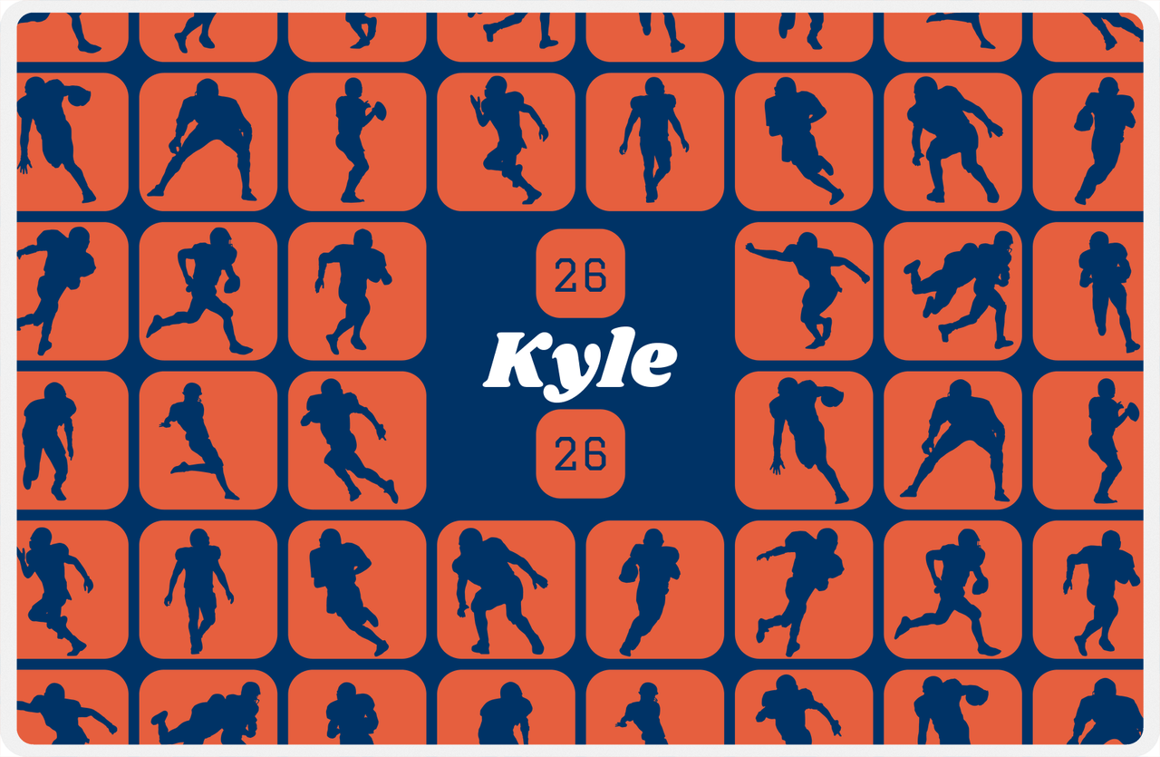 Personalized Football Placemat XI - Orange Squares -  View