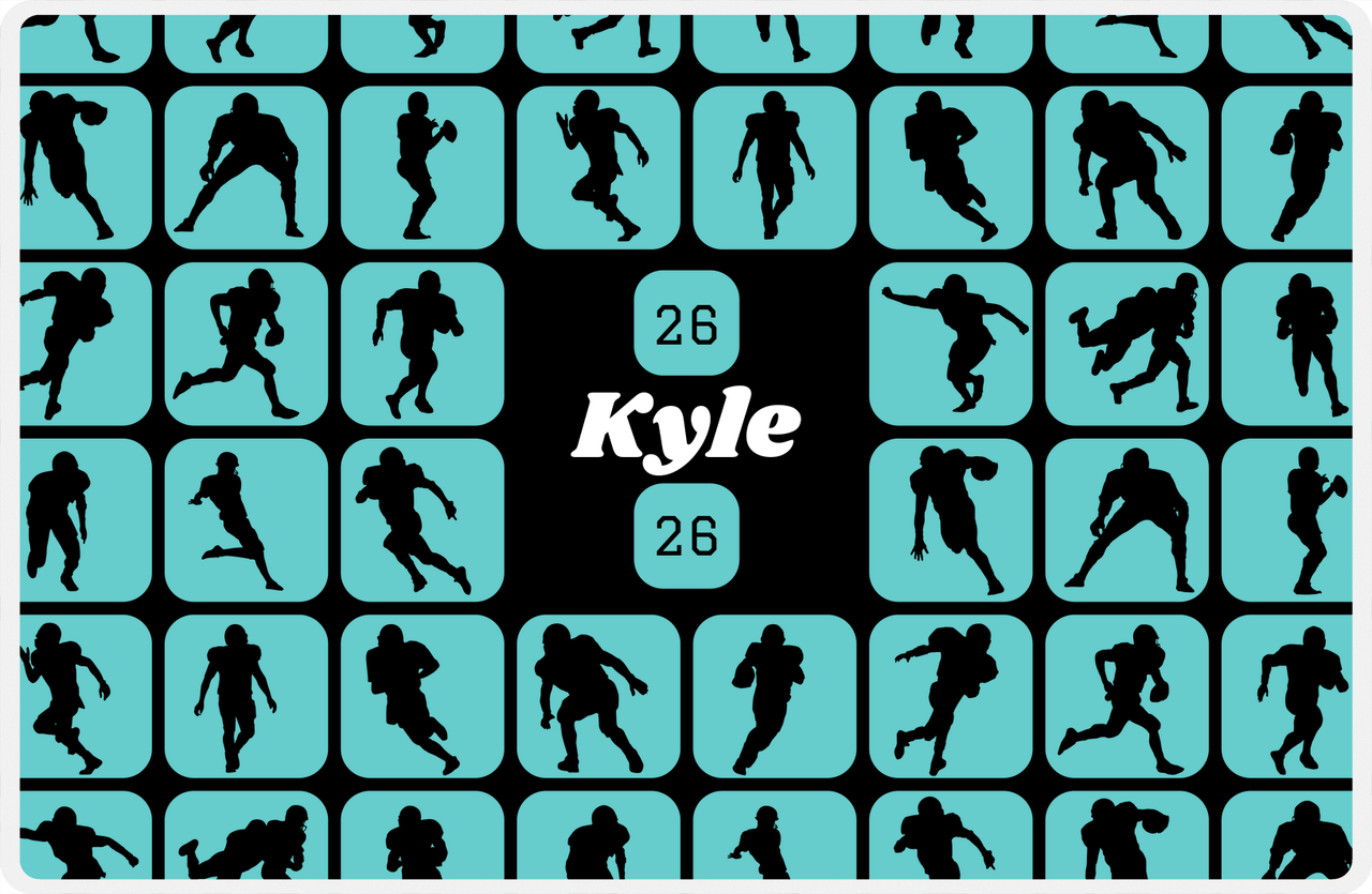 Personalized Football Placemat XI - Teal Squares -  View