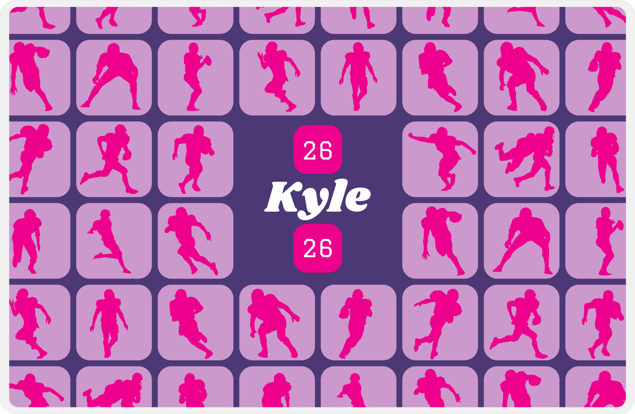 Personalized Football Placemat XI - Pink Squares -  View