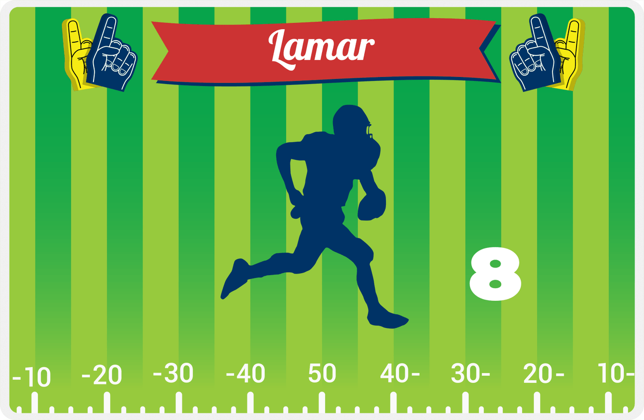 Personalized Football Placemat XII - Green Background - Silhouette I -  View