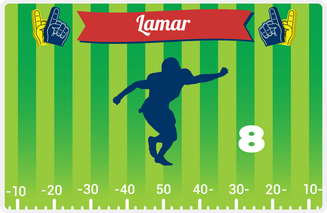 Personalized Football Placemat XII - Green Background - Silhouette II -  View