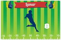 Thumbnail for Personalized Football Placemat XII - Green Background - Silhouette IV -  View