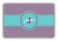 Thumbnail for Personalized Fret Canvas Wrap & Photo Print - Teal with Circle Ribbon Nameplate - Front View
