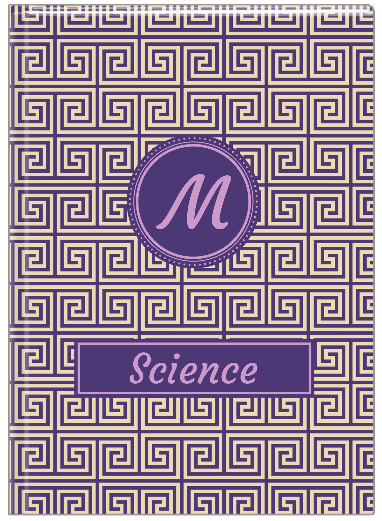 Personalized Fret Journal - Indigo and Lilac - Circle Nameplate - Front View