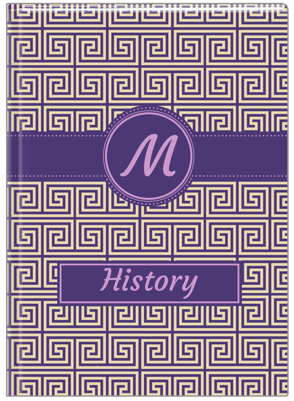 Personalized Fret Journal - Indigo and Lilac - Circle Ribbon Nameplate - Front View