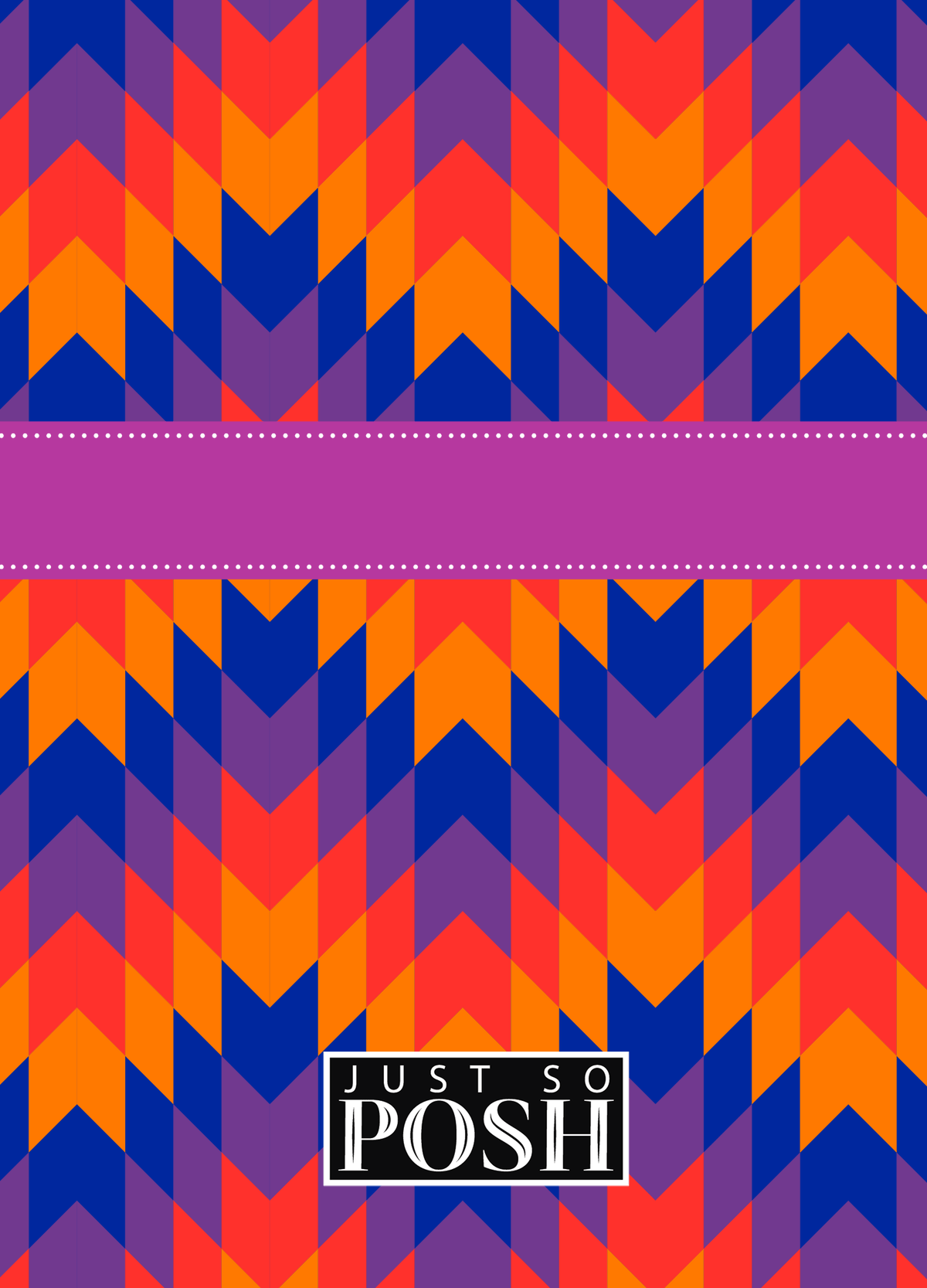 Personalized Funky Arrows Journal - Blue and Orange - Circle Ribbon Nameplate - Back View