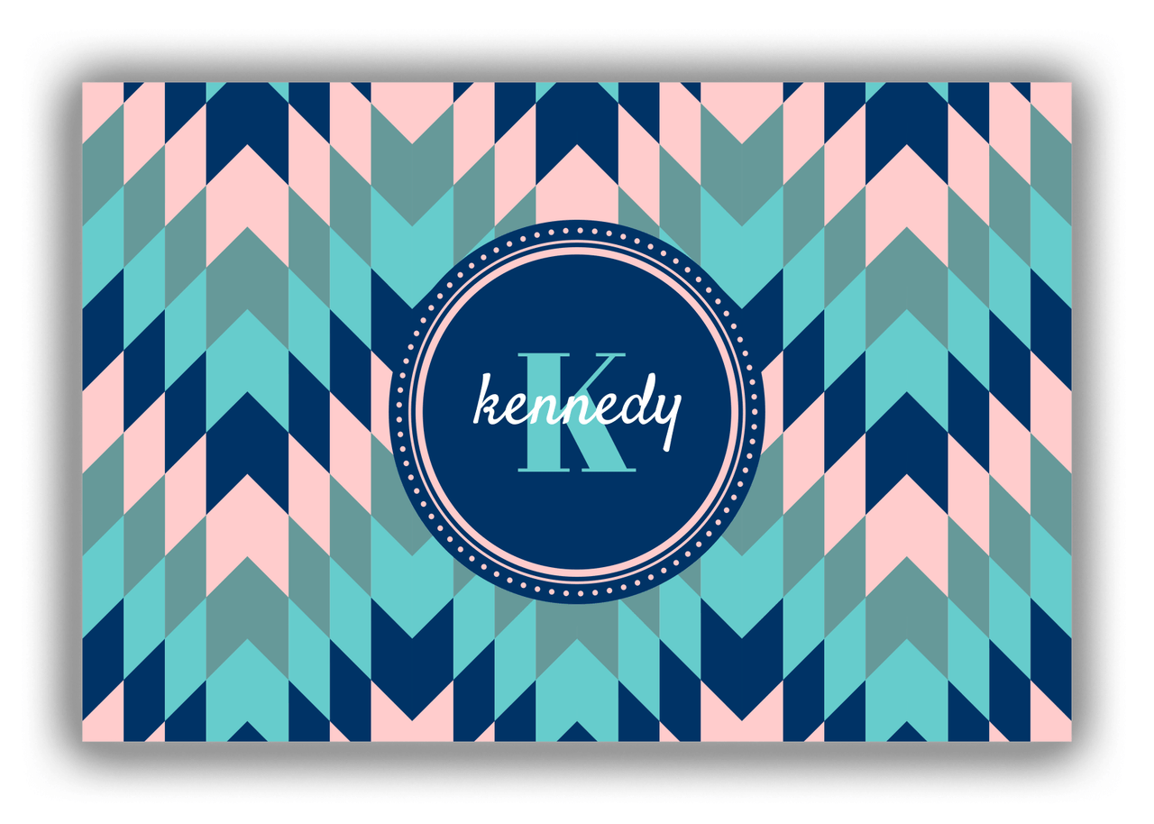 Personalized Funky Arrows Canvas Wrap & Photo Print - Blue with Circle Nameplate - Front View