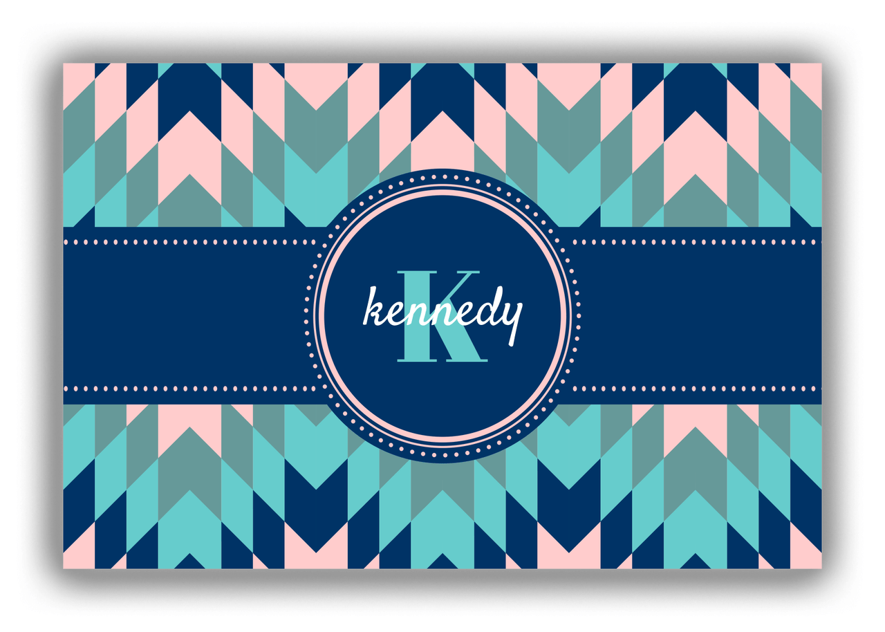 Personalized Funky Arrows Canvas Wrap & Photo Print - Blue with Circle Ribbon Nameplate - Front View