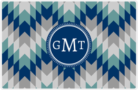 Thumbnail for Personalized Funky Arrows Placemat - Light Grey and White - Navy Circle Frame -  View