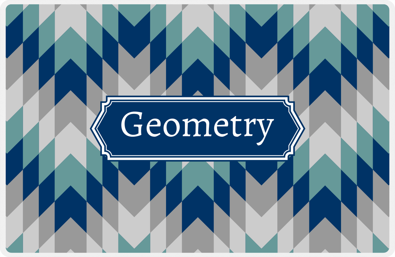 Personalized Funky Arrows Placemat - Light Grey and White - Navy Decorative Rectangle Frame -  View