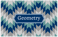 Thumbnail for Personalized Funky Arrows Placemat - Light Grey and White - Navy Decorative Rectangle Frame -  View