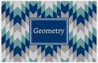 Thumbnail for Personalized Funky Arrows Placemat - Light Grey and White - Navy Rectangle Frame -  View