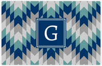 Thumbnail for Personalized Funky Arrows Placemat - Light Grey and White - Navy Square Frame -  View