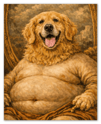 Thumbnail for Personalized Funny Fat Pet Portrait Wall Art - Custom Dog or Cat Print from Photo, Turn Your Pet’s Picture Into a Quirky Poster, Playful Animal Decor, Gifts for Pet Owners, Whimsical Vintage Artwork - Front View