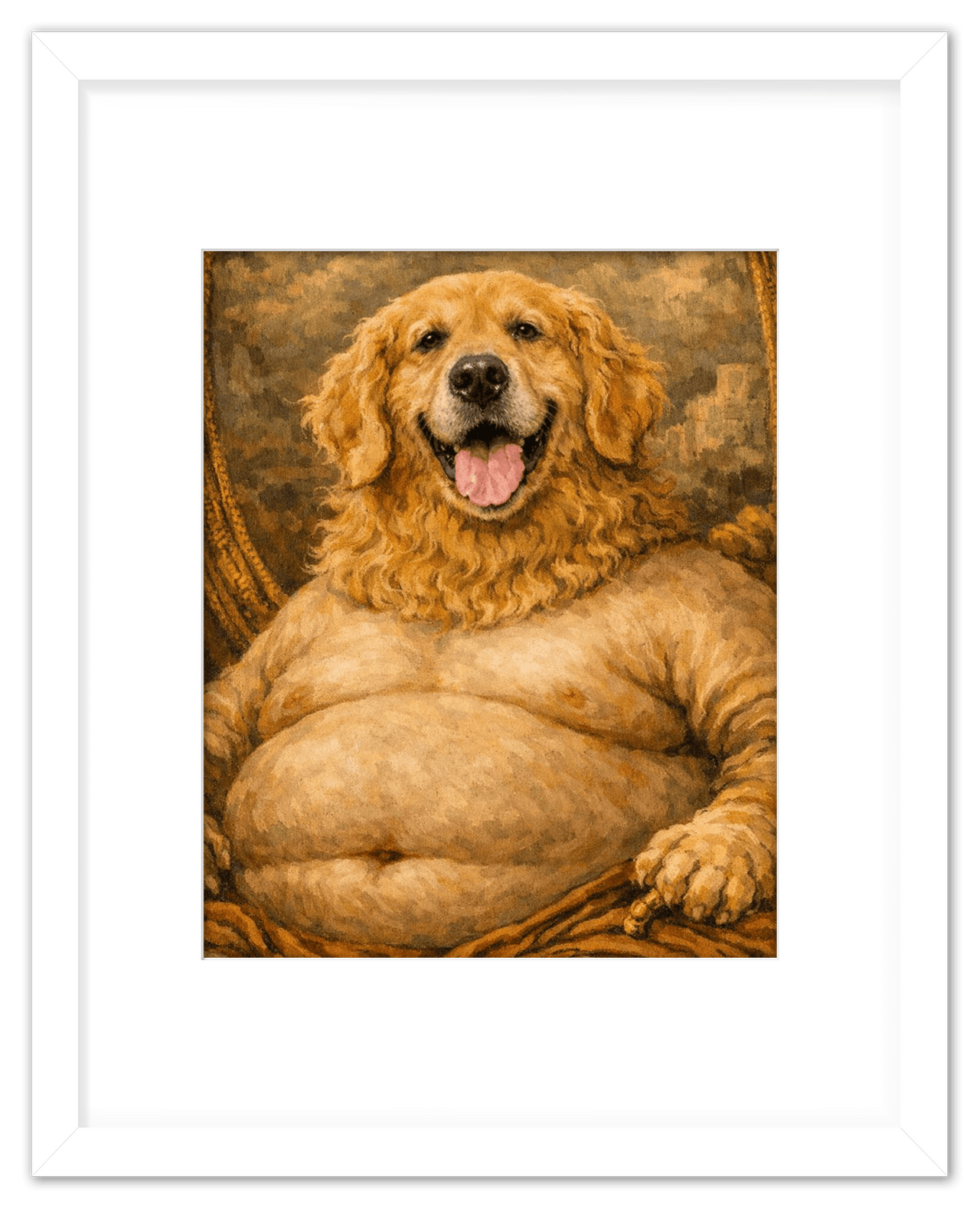 Personalized Funny Fat Pet Portrait Wall Art - Custom Dog or Cat Print from Photo, Turn Your Pet’s Picture Into a Quirky Poster, Playful Animal Decor, Gifts for Pet Owners, Whimsical Vintage Artwork - Front View