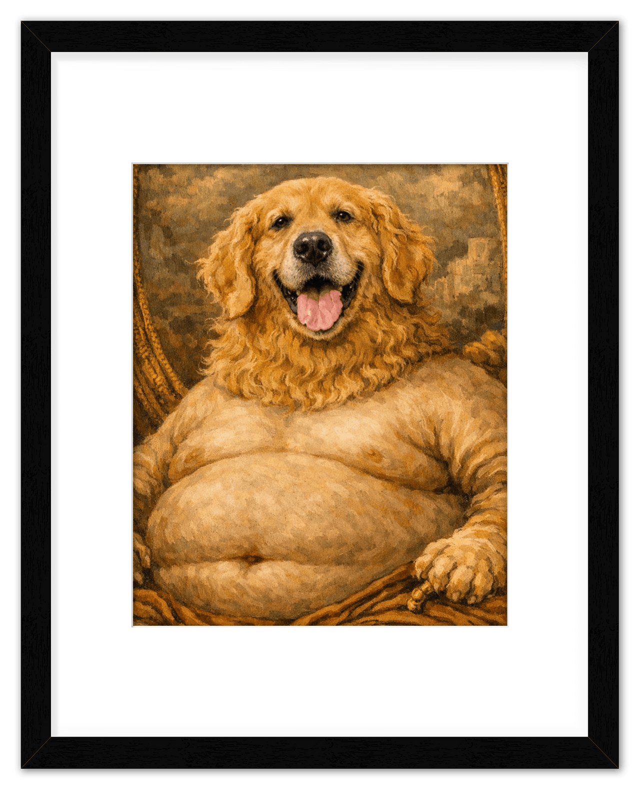 Personalized Funny Fat Pet Portrait Wall Art - Custom Dog or Cat Print from Photo, Turn Your Pet’s Picture Into a Quirky Poster, Playful Animal Decor, Gifts for Pet Owners, Whimsical Vintage Artwork - Front View