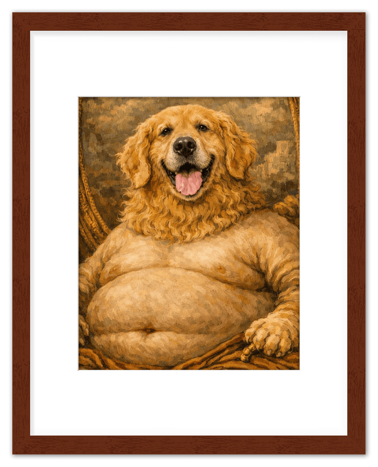 Personalized Funny Fat Pet Portrait Wall Art - Custom Dog or Cat Print from Photo, Turn Your Pet’s Picture Into a Quirky Poster, Playful Animal Decor, Gifts for Pet Owners, Whimsical Vintage Artwork - Front View