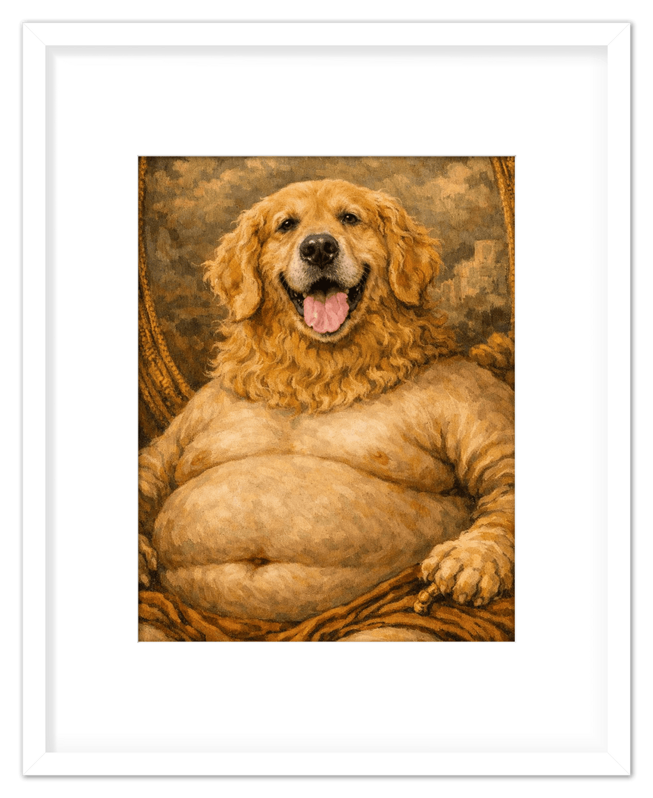 Personalized Funny Fat Pet Portrait Wall Art - Custom Dog or Cat Print from Photo, Turn Your Pet’s Picture Into a Quirky Poster, Playful Animal Decor, Gifts for Pet Owners, Whimsical Vintage Artwork - Front View