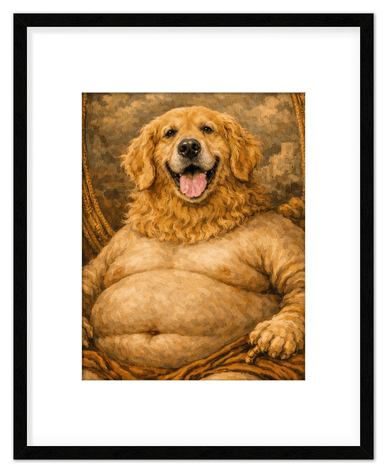 Personalized Funny Fat Pet Portrait Wall Art - Custom Dog or Cat Print from Photo, Turn Your Pet’s Picture Into a Quirky Poster, Playful Animal Decor, Gifts for Pet Owners, Whimsical Vintage Artwork - Front View