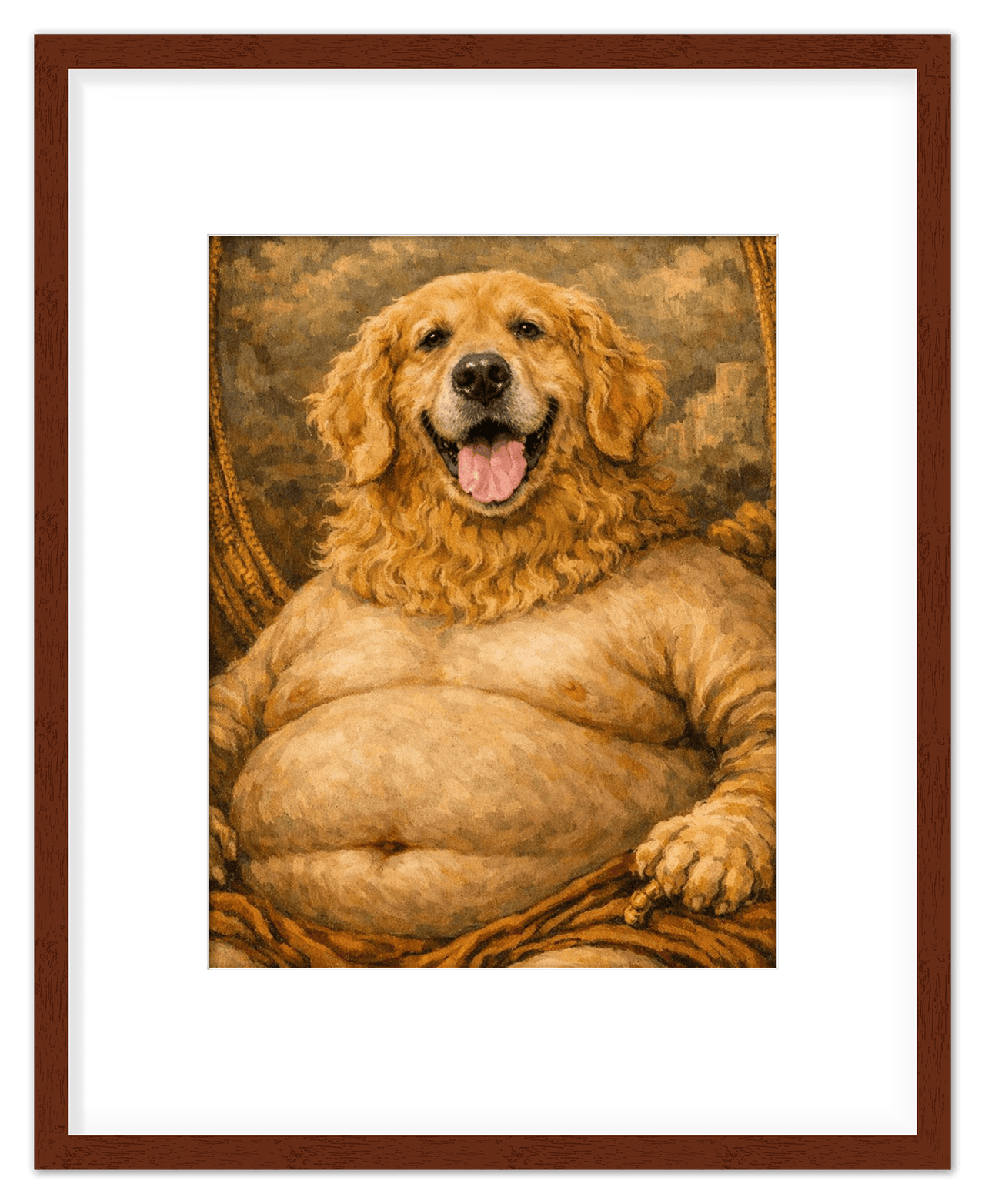 Personalized Funny Fat Pet Portrait Wall Art - Custom Dog or Cat Print from Photo, Turn Your Pet’s Picture Into a Quirky Poster, Playful Animal Decor, Gifts for Pet Owners, Whimsical Vintage Artwork - Front View