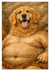 Thumbnail for Personalized Funny Fat Pet Portrait Wall Art - Custom Dog or Cat Print from Photo, Turn Your Pet’s Picture Into a Quirky Poster, Playful Animal Decor, Gifts for Pet Owners, Whimsical Vintage Artwork - Front View