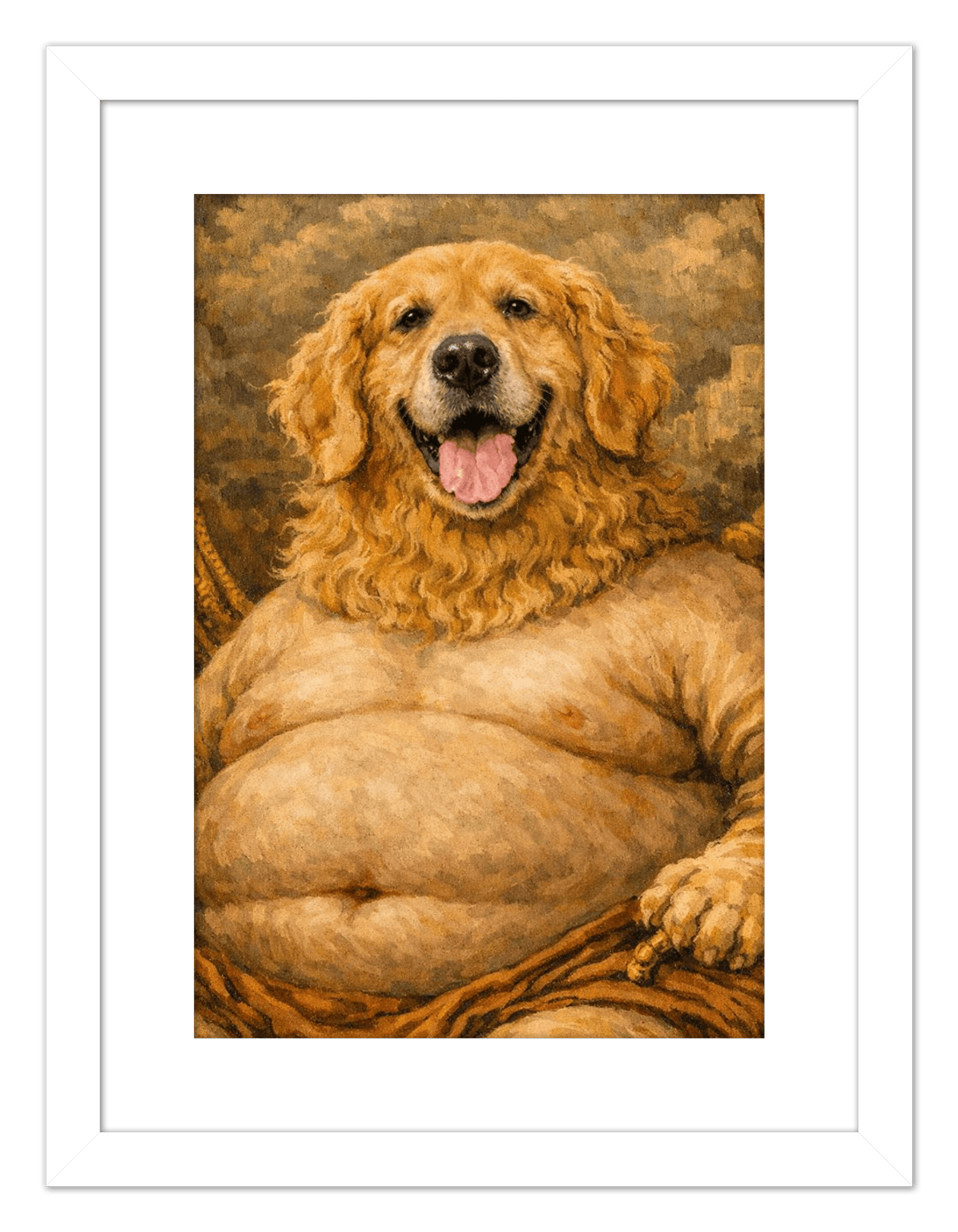 Personalized Funny Fat Pet Portrait Wall Art - Custom Dog or Cat Print from Photo, Turn Your Pet’s Picture Into a Quirky Poster, Playful Animal Decor, Gifts for Pet Owners, Whimsical Vintage Artwork - Front View
