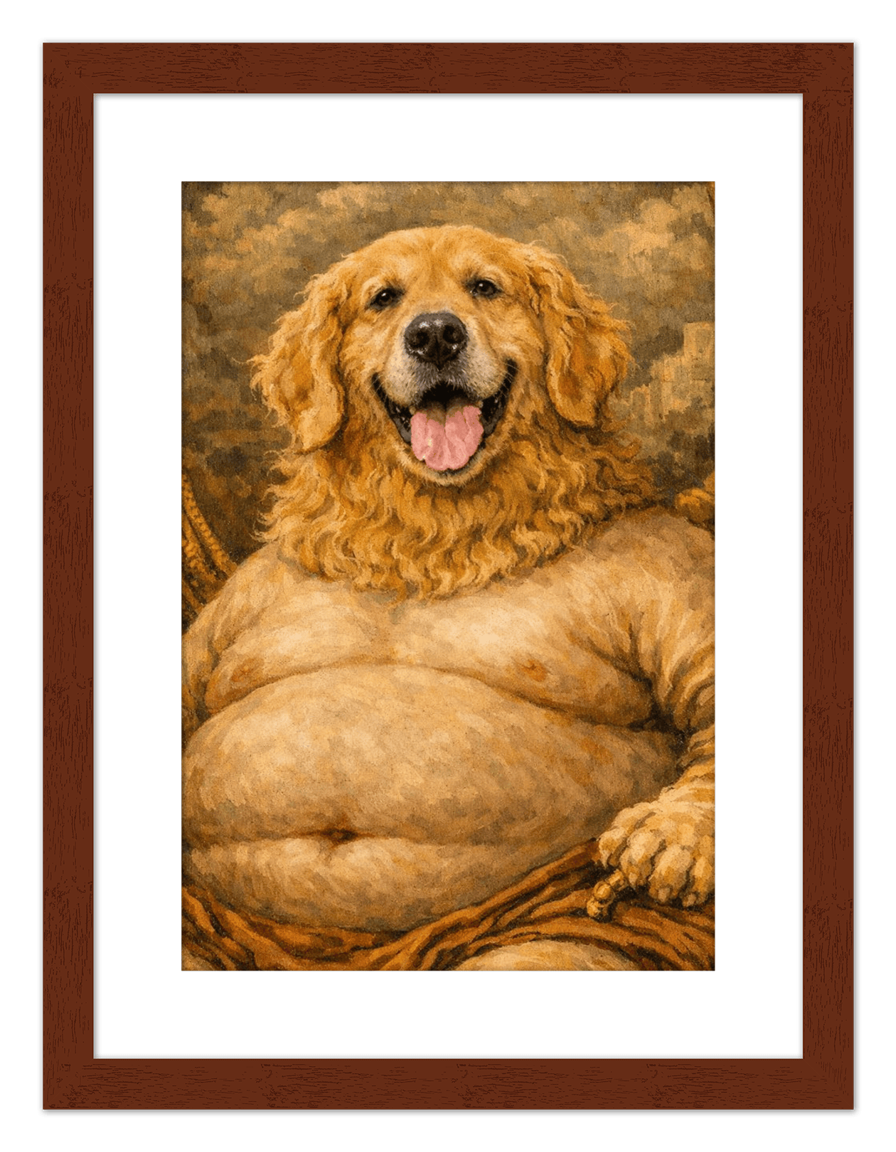 Personalized Funny Fat Pet Portrait Wall Art - Custom Dog or Cat Print from Photo, Turn Your Pet’s Picture Into a Quirky Poster, Playful Animal Decor, Gifts for Pet Owners, Whimsical Vintage Artwork - Front View