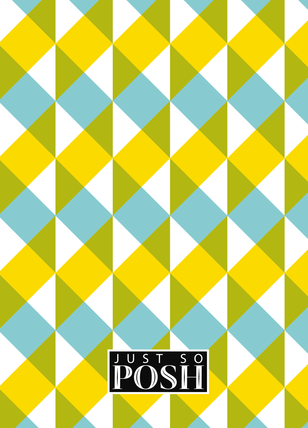 Personalized Geo Squared Journal - Blue and Yellow - Decorative Rectangle Nameplate - Back View