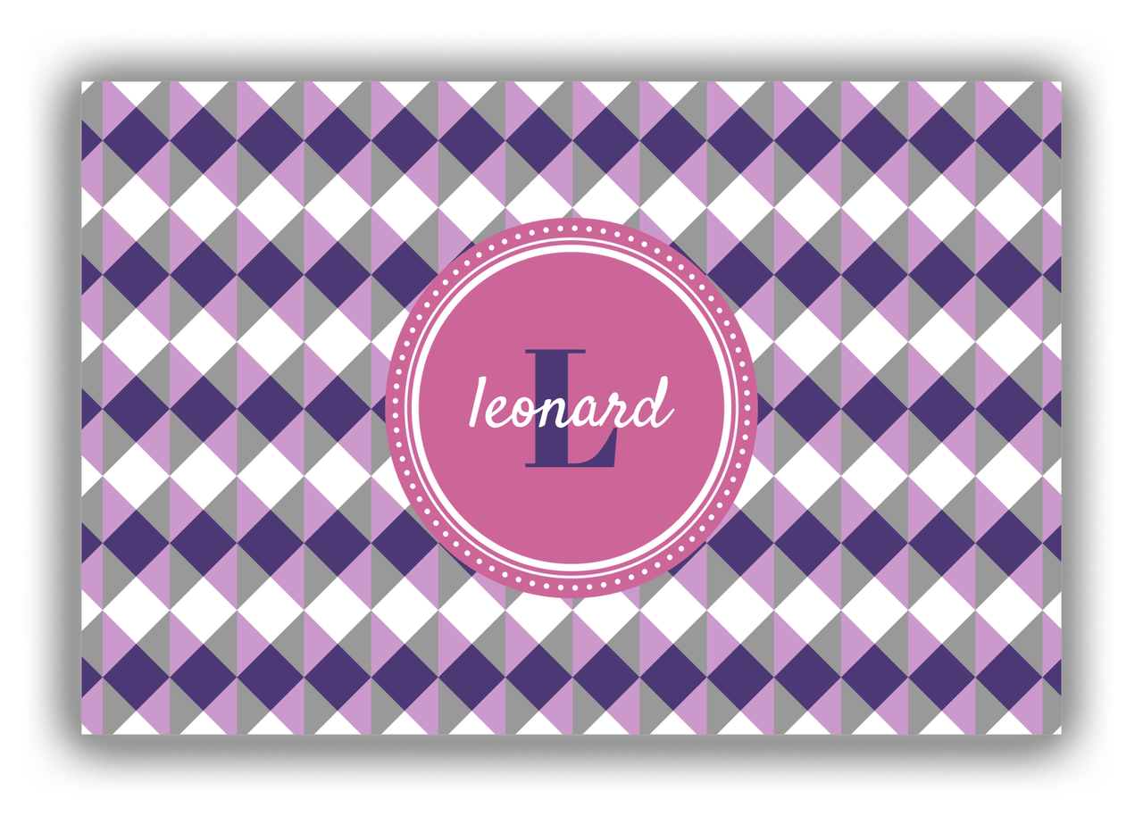 Personalized Geo Squared Canvas Wrap & Photo Print - Purple with Circle Nameplate - Front View