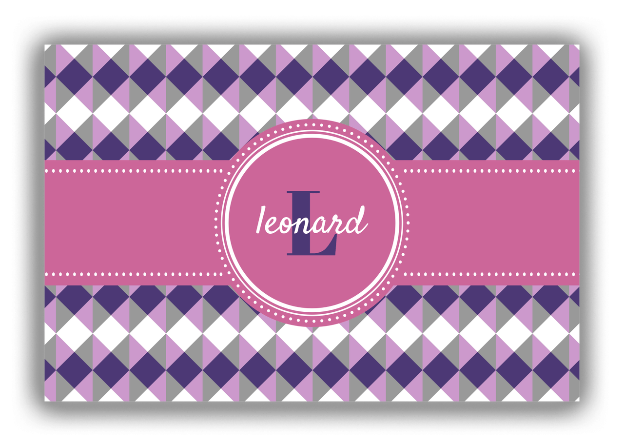 Personalized Geo Squared Canvas Wrap & Photo Print - Purple with Circle Ribbon Nameplate - Front View