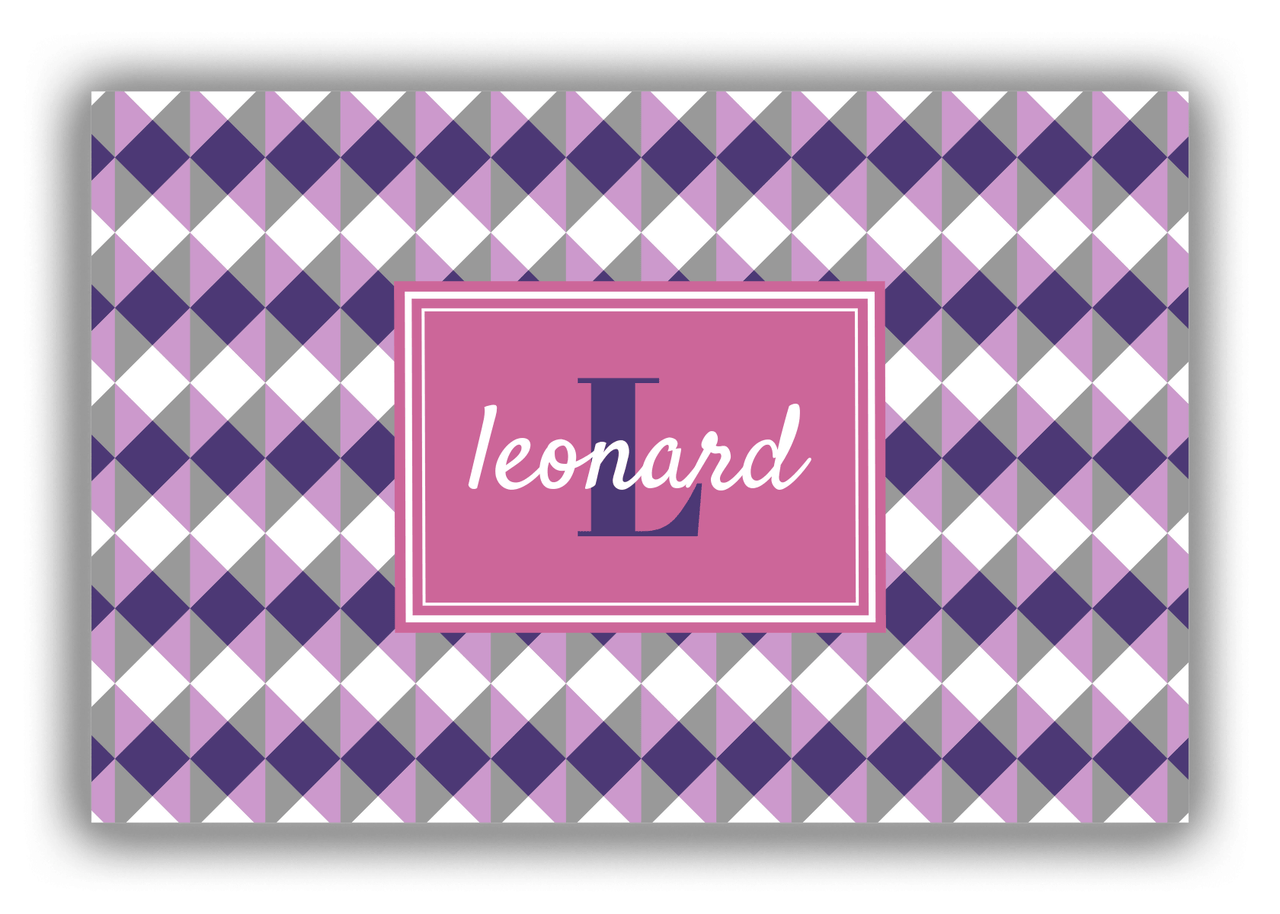 Personalized Geo Squared Canvas Wrap & Photo Print - Purple with Rectangle Nameplate - Front View