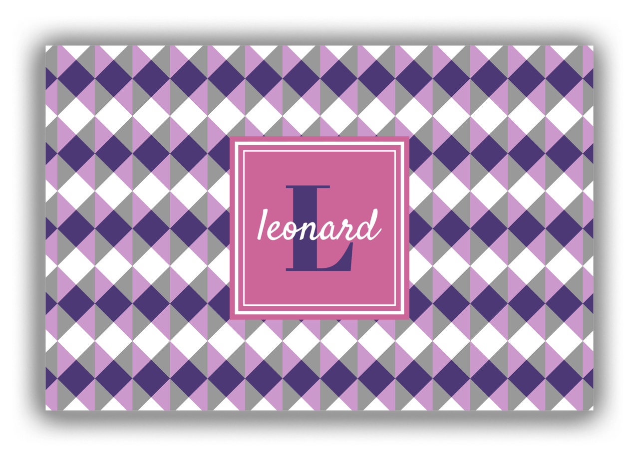 Personalized Geo Squared Canvas Wrap & Photo Print - Purple with Square Nameplate - Front View