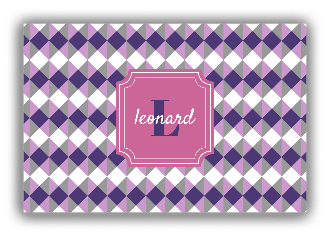 Personalized Geo Squared Canvas Wrap & Photo Print - Purple with Stamp Nameplate - Front View