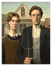 Thumbnail for Personalized Gothic Farm Couple Portrait - Create Your Own Farmer and Wife Wall Art from Photo, Funny Gifts for Couples, Custom Farmhouse Poster, Vintage Home Decor Print, Unique Humorous Artwork - Front View